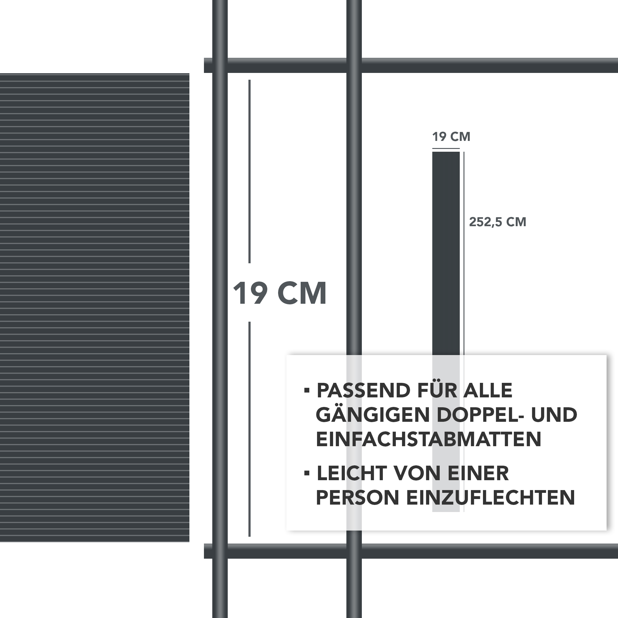 Artikelbild 3 des Artikels “Guck Nich® Sichtschutz-Streifen Hart-PP fenstergrau RAL 7040“